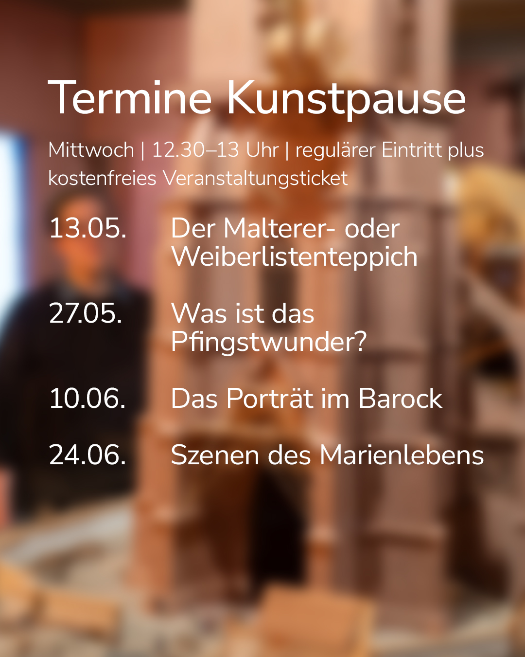 Dieser Alternativtext wurde KI-generiert: Ein Schwarz-Weiß-Bild zeigt Textinformationen zu Terminen und Kunstveranstaltungen. Es werden Daten und Themen für verschiedene Veranstaltungen aufgelistet.