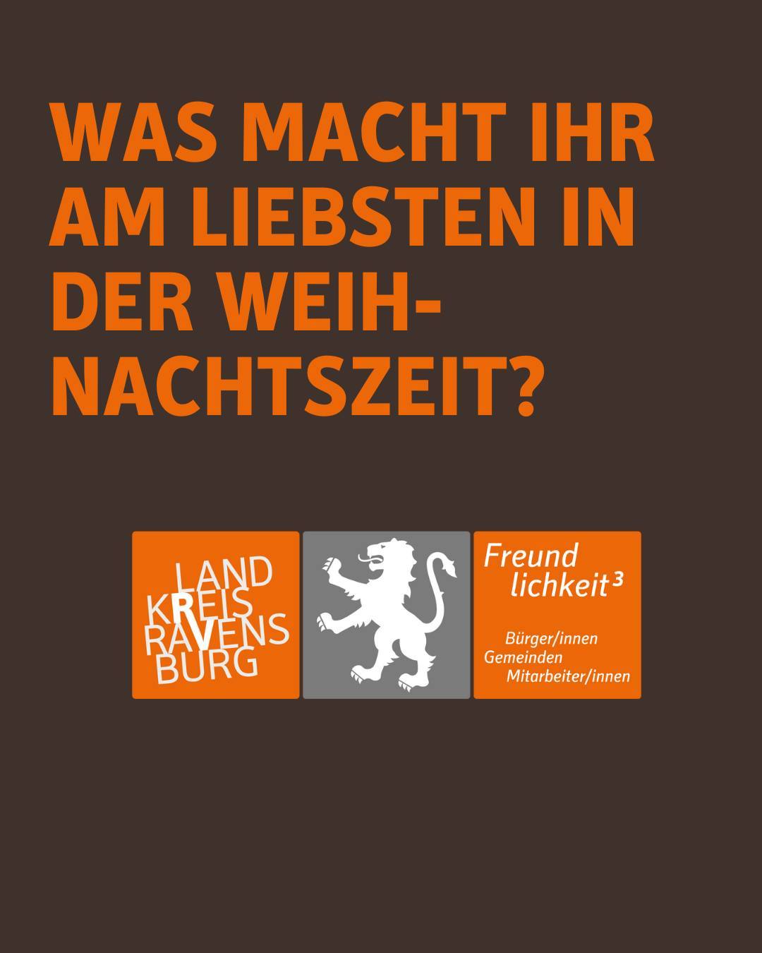 Bildtext: Was macht ihr am liebsten in der Weihnachtszeit? Zu sehen ist das Logo des Landkreises.