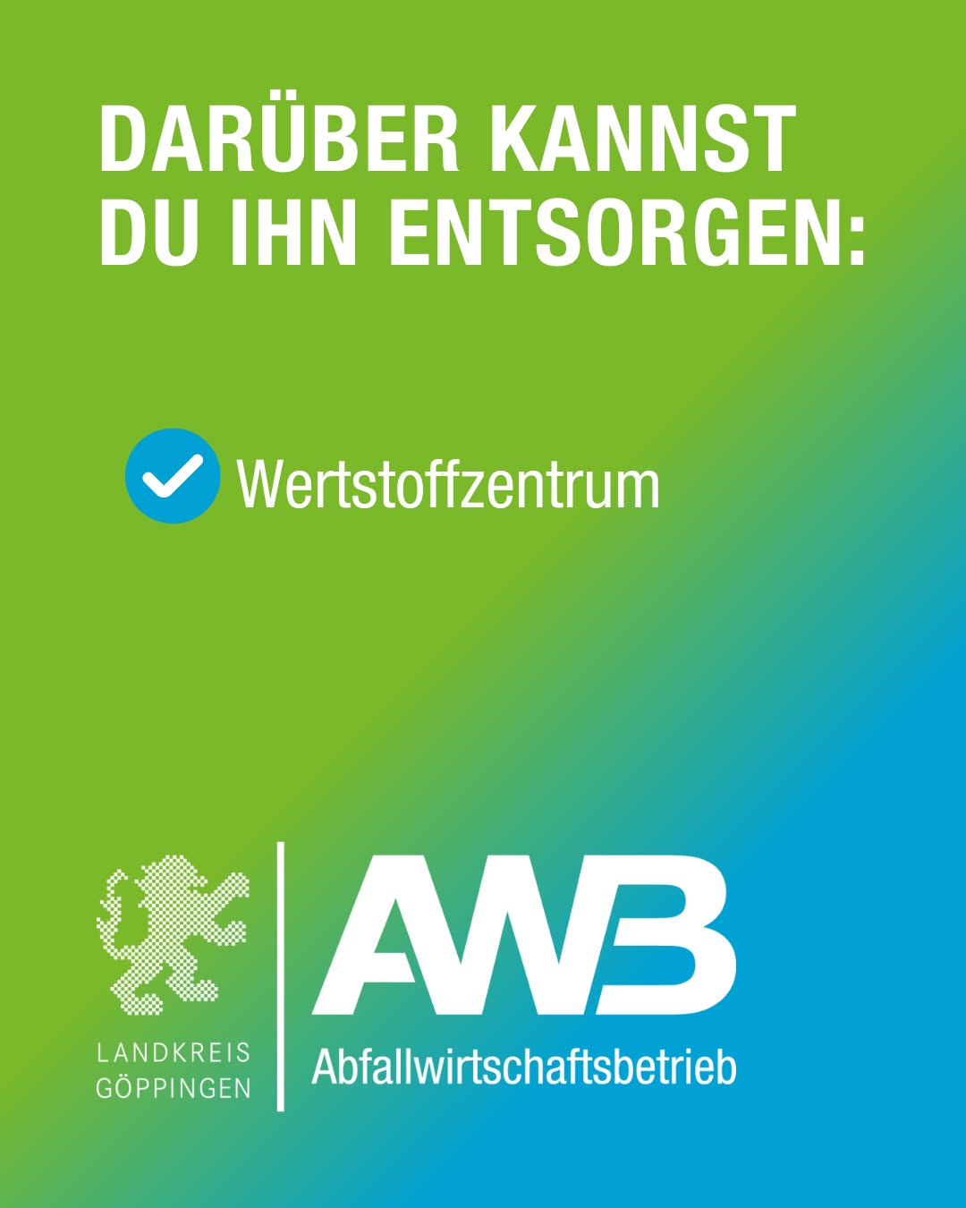 Ein farbiges Plakat mit Text und Symbolen. Es enthält Informationen zur Entsorgung von Wertstoffen und Logos verschiedener Organisationen.