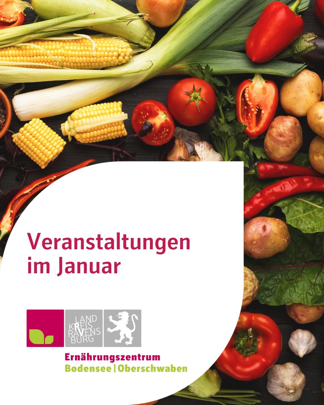 Auf dem Bild ist verschiedenes Regionales Gemüse zu sehen. Bildtext: Veranstaltungen des Ernährungszentrums im Januar.