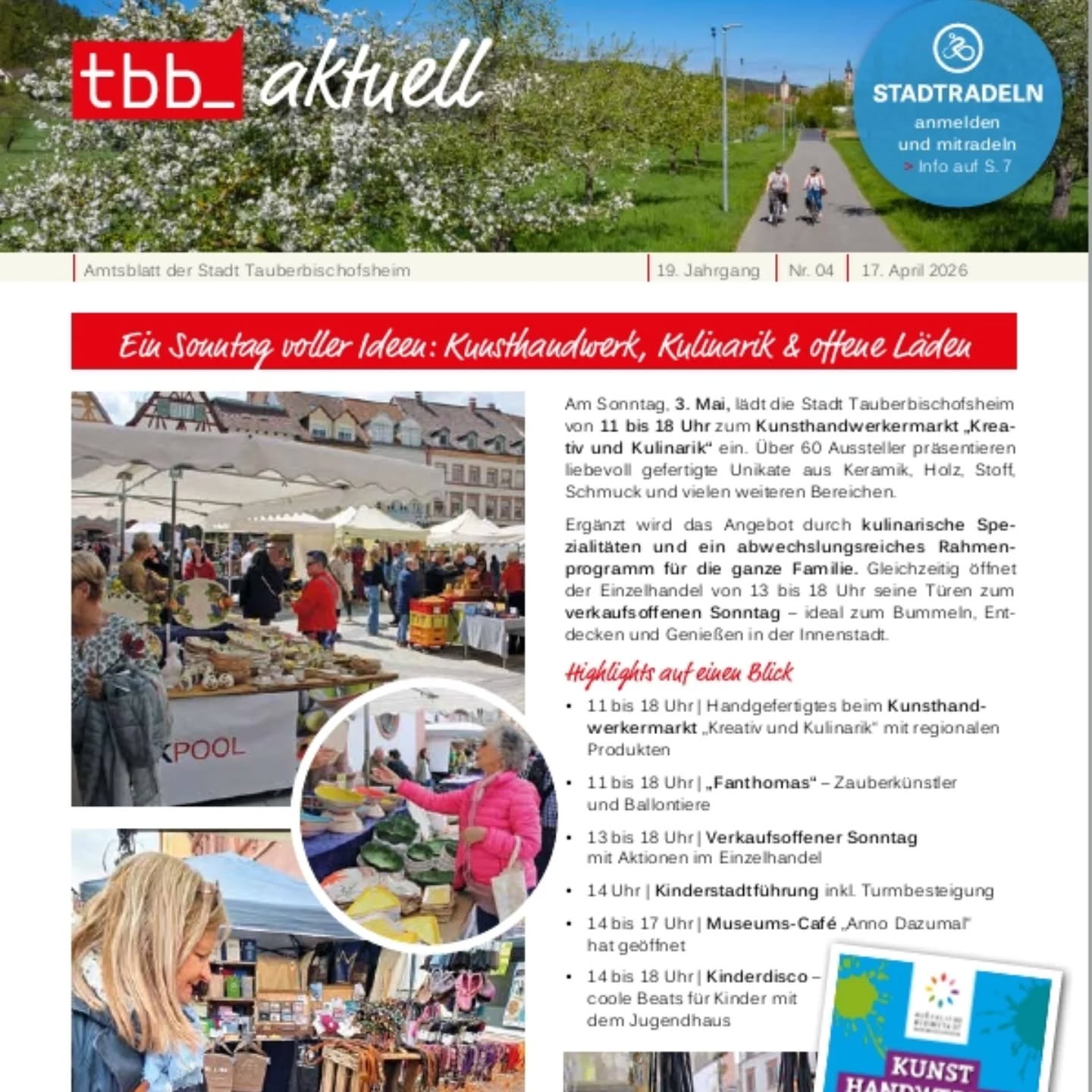 Dieser Alternativtext wurde KI-generiert: Schwarz-weißes Bild einer Zeitungsseite mit Text und kleinen Illustrationen. Es bewirbt Veranstaltungen und Angebote in einer Stadt.