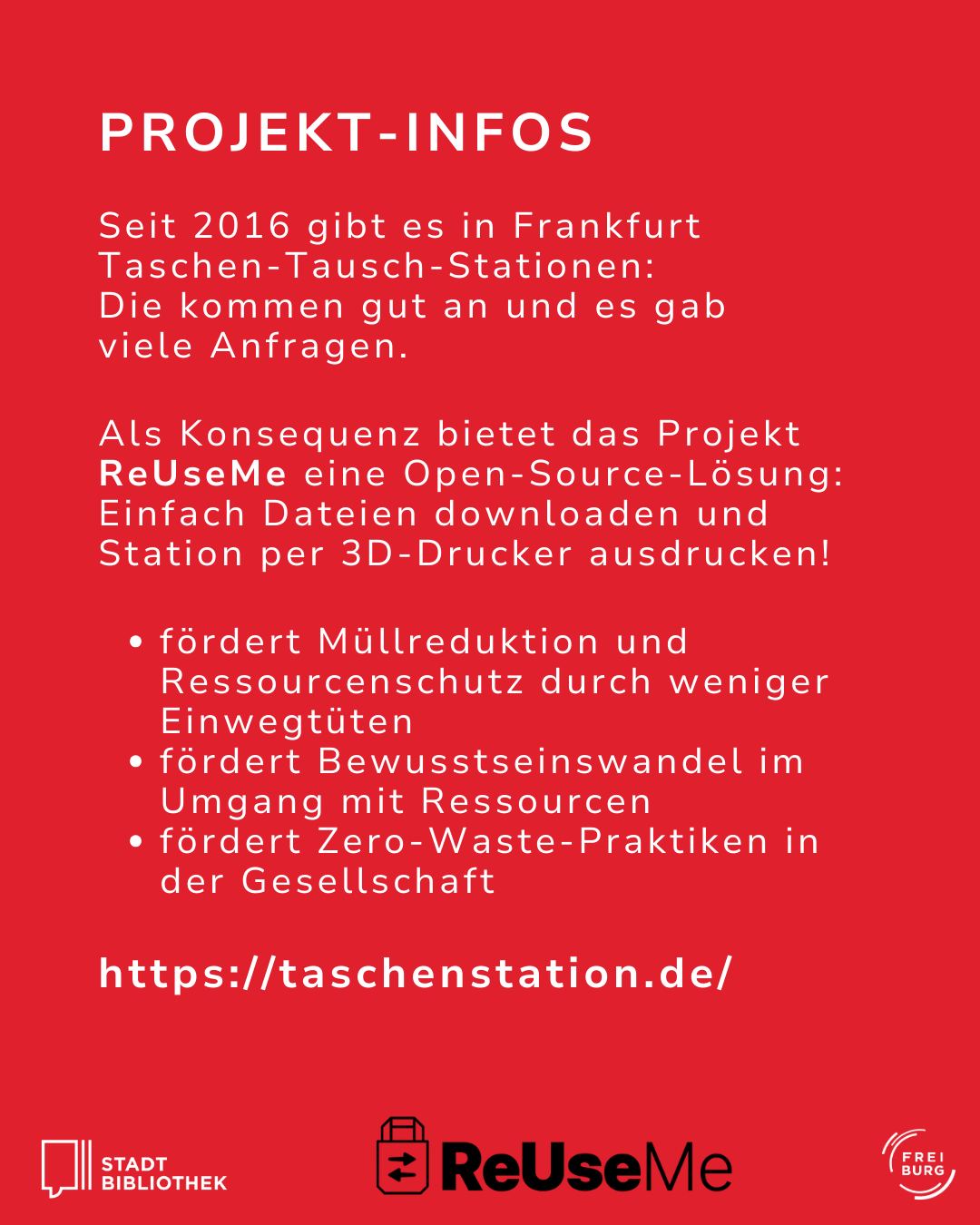 Dieser Alternativtext wurde KI-generiert: Schwarze und weiße Illustration mit Text über ein Projekt zur Reduzierung von Müll und Förderung von Nachhaltigkeit durch den 3D-Druck von Artikelhaltern. Logos von beteiligten Organisationen sind ebenfalls vorhanden.