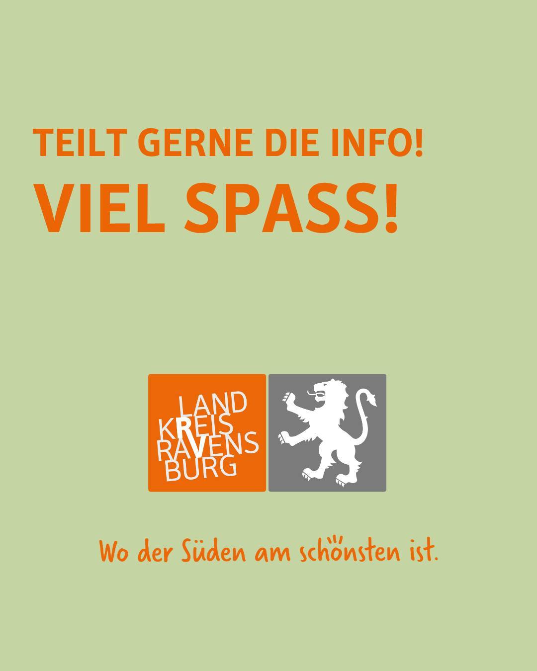 Zu sehen ist das Logo des Landkreises mit dem Spruch Wo der Süden am schönsten ist. Bildtext: Teilt gerne die Info! Viel Spaß!