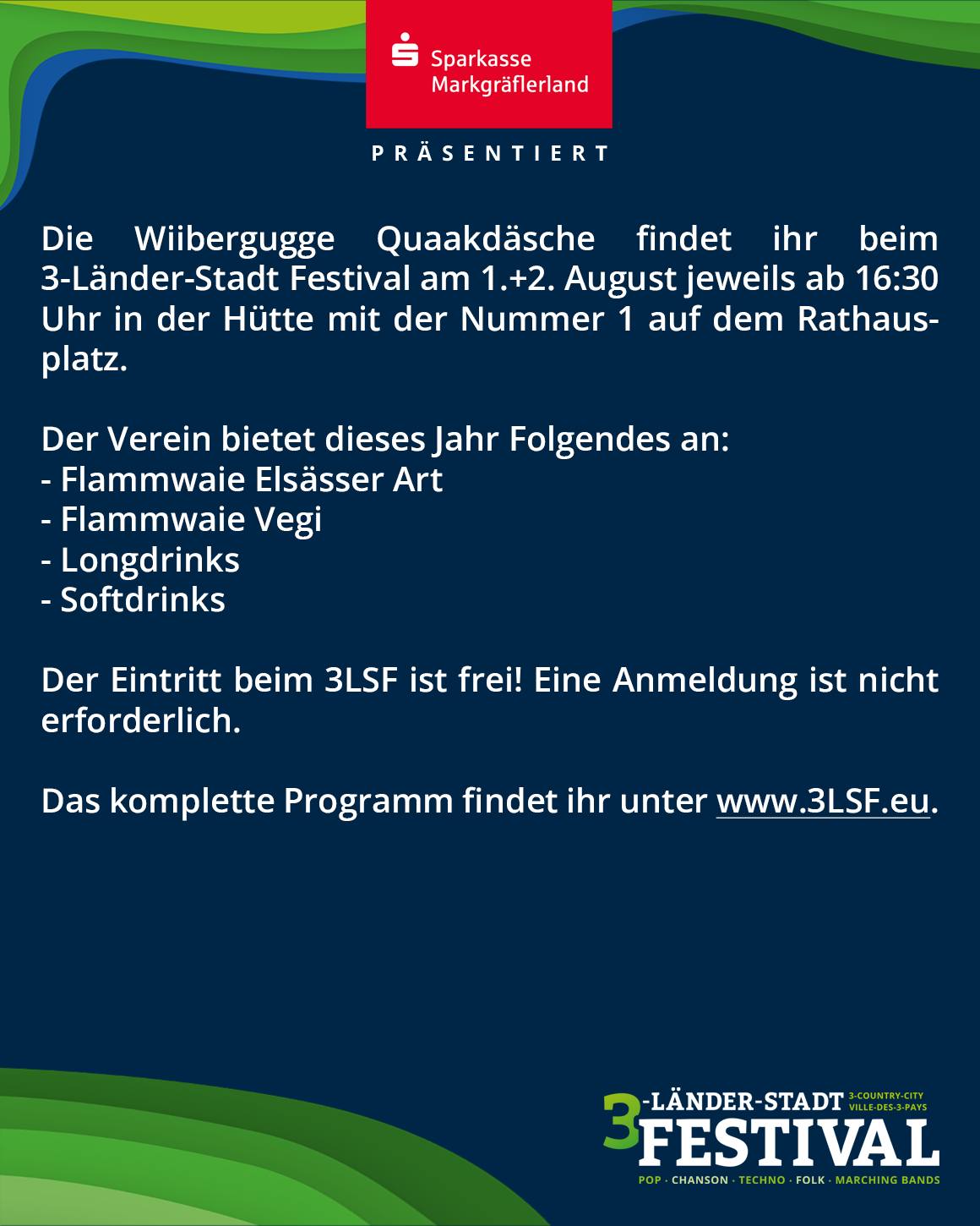 Das Bild ist eine Werbeanzeige für ein Festival. Der Text enthält Informationen zu Ort, Zeit und Programm der Veranstaltung.