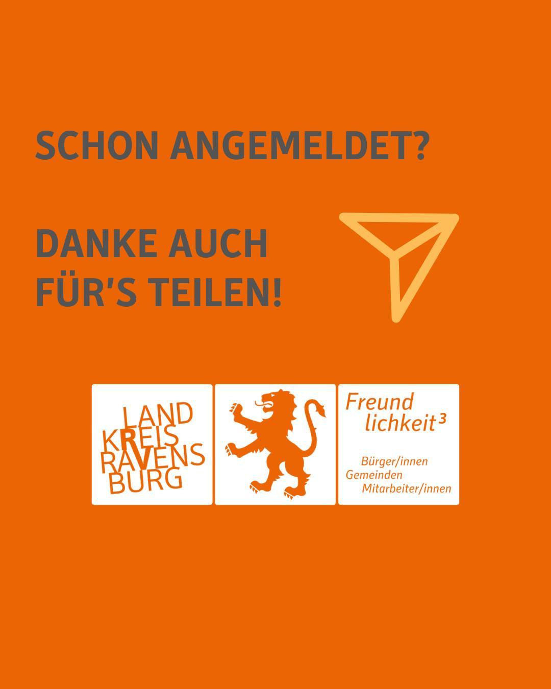 Ein orangefarbener Hintergrund mit Text und Logos, die mit einer Veranstaltung oder Organisation verbunden sind.