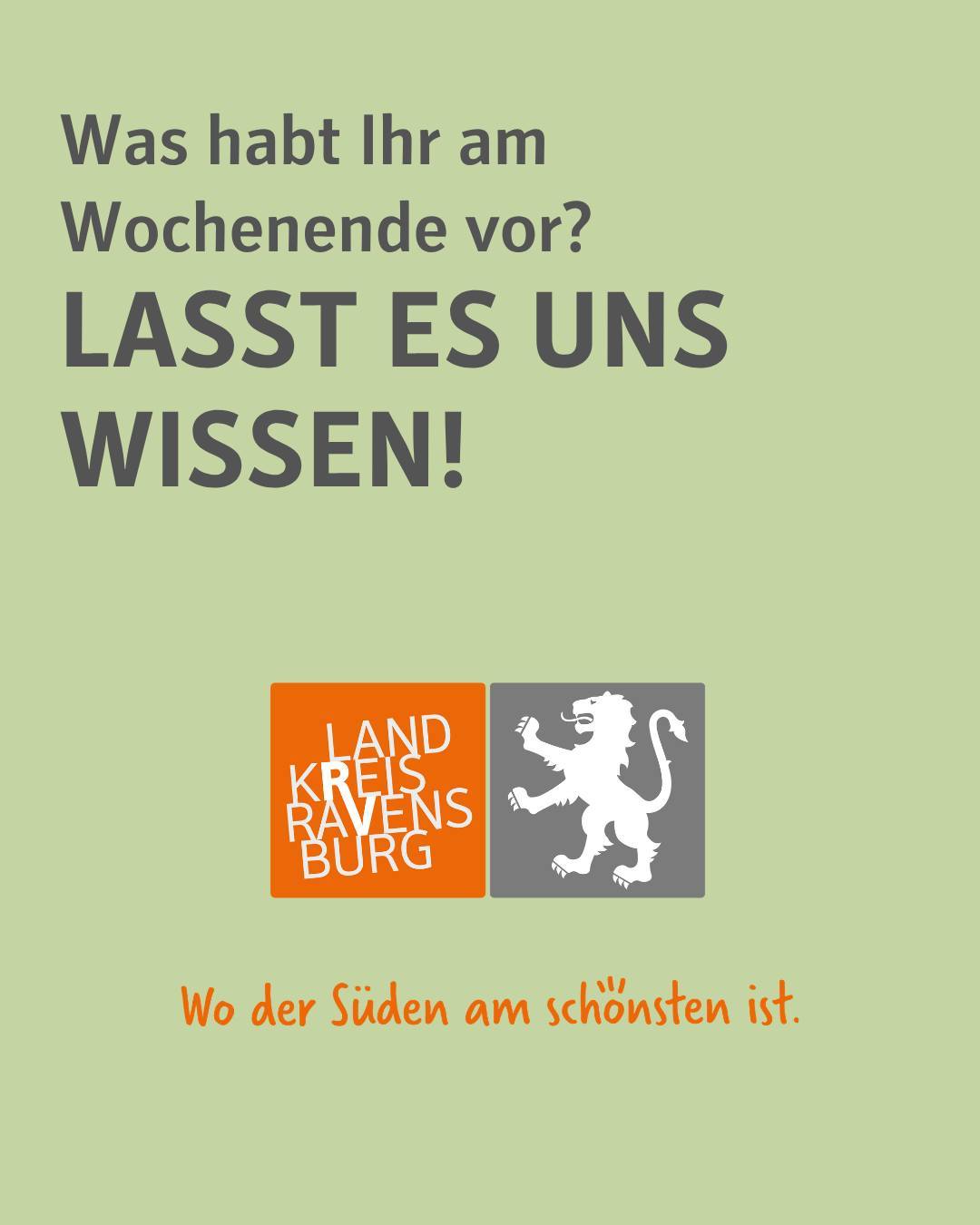 Zu sehen ist das Logo des Landkreises mit dem Spruch Freundlichkeit Hoch Drei. Bildtext: Was habt Ihr am Wochenende vor? Lasst es uns wissen!
