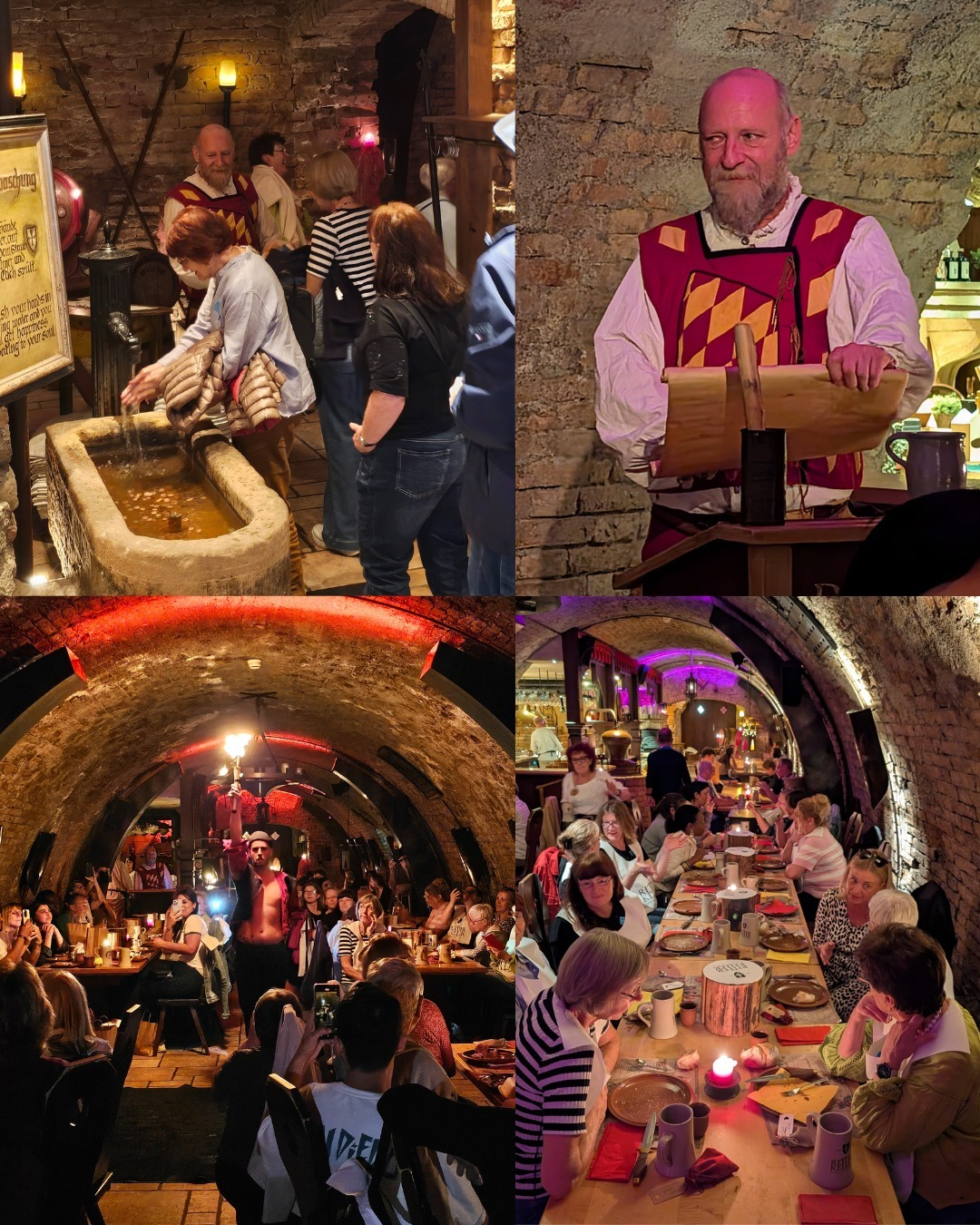 Zu sehen sind vier Bilder vom Dankestag. Alle spielen sich im Ritterkeller ab.