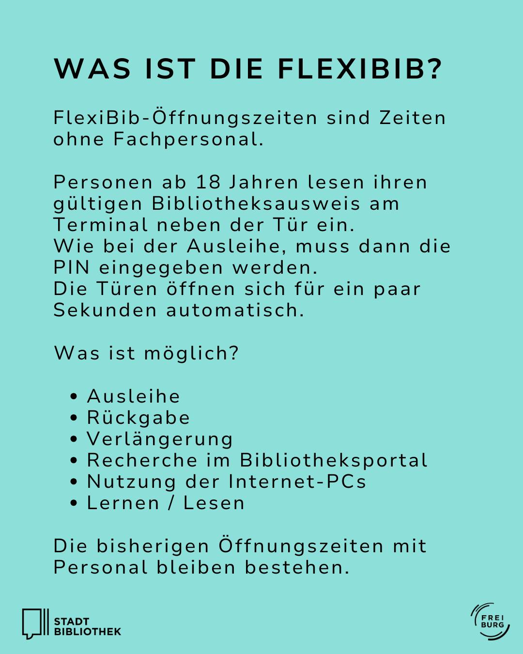 Dieser Alternativtext wurde KI-generiert: Ein Informationsplakat erklärt die Funktionsweise einer erweiterten Bibliotheksöffnung ohne Personal. Es werden die Möglichkeiten der Selbstausleihe und -rückgabe aufgeführt.