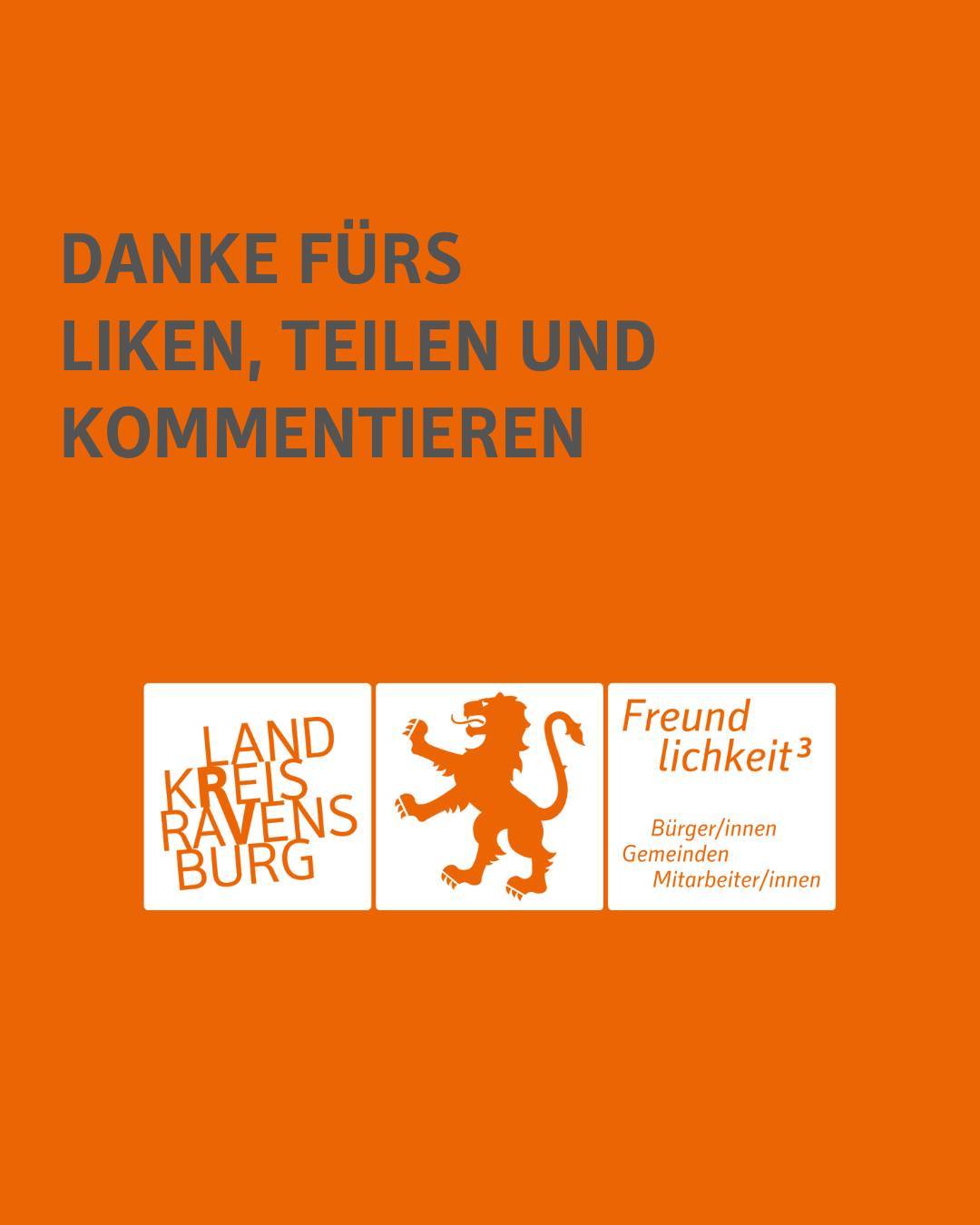 Zu sehen ist unser Logo des Landkreises mit dem Spruch Freundlichkeit Hoch Drei. Bildtext: Danke fürs liken, teilen und kommentieren.