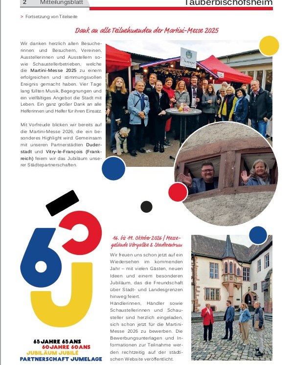 Dieser Alternativtext wurde KI-generiert: Schwarz-weißes Plakat mit Text und bunten Logos. Es enthält Danksagungen und Informationen zu einem bevorstehenden Jubiläum und einer Messe.