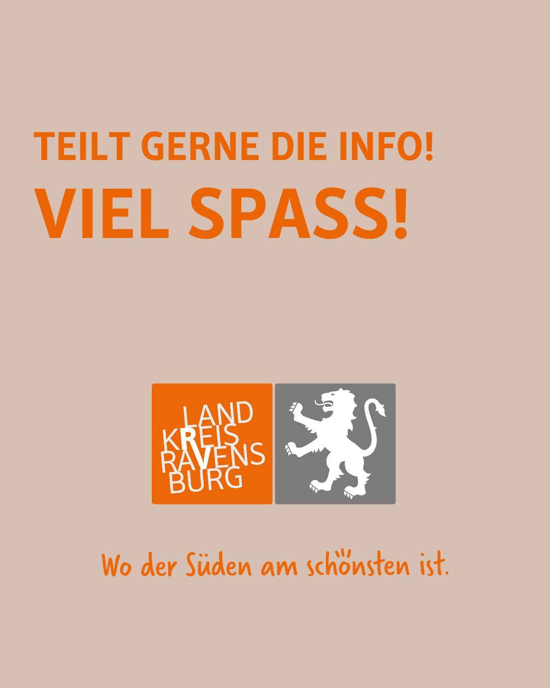 Zu sehen ist das Logo des Landkreises mit dem Spruch Wo der Süden am schönsten ist. Bildtext: Teilt gerne die Info! Viel Spaß!