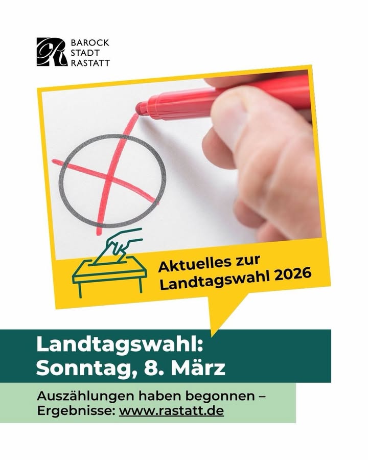 Dieser Alternativtext wurde KI-generiert: Ein Werbeplakat mit einem roten Strich, der durch einen Kreis gekreuzt ist, und einem Finger, der darauf zeigt. Der Text kündigt Informationen zur Landtagswahl an.