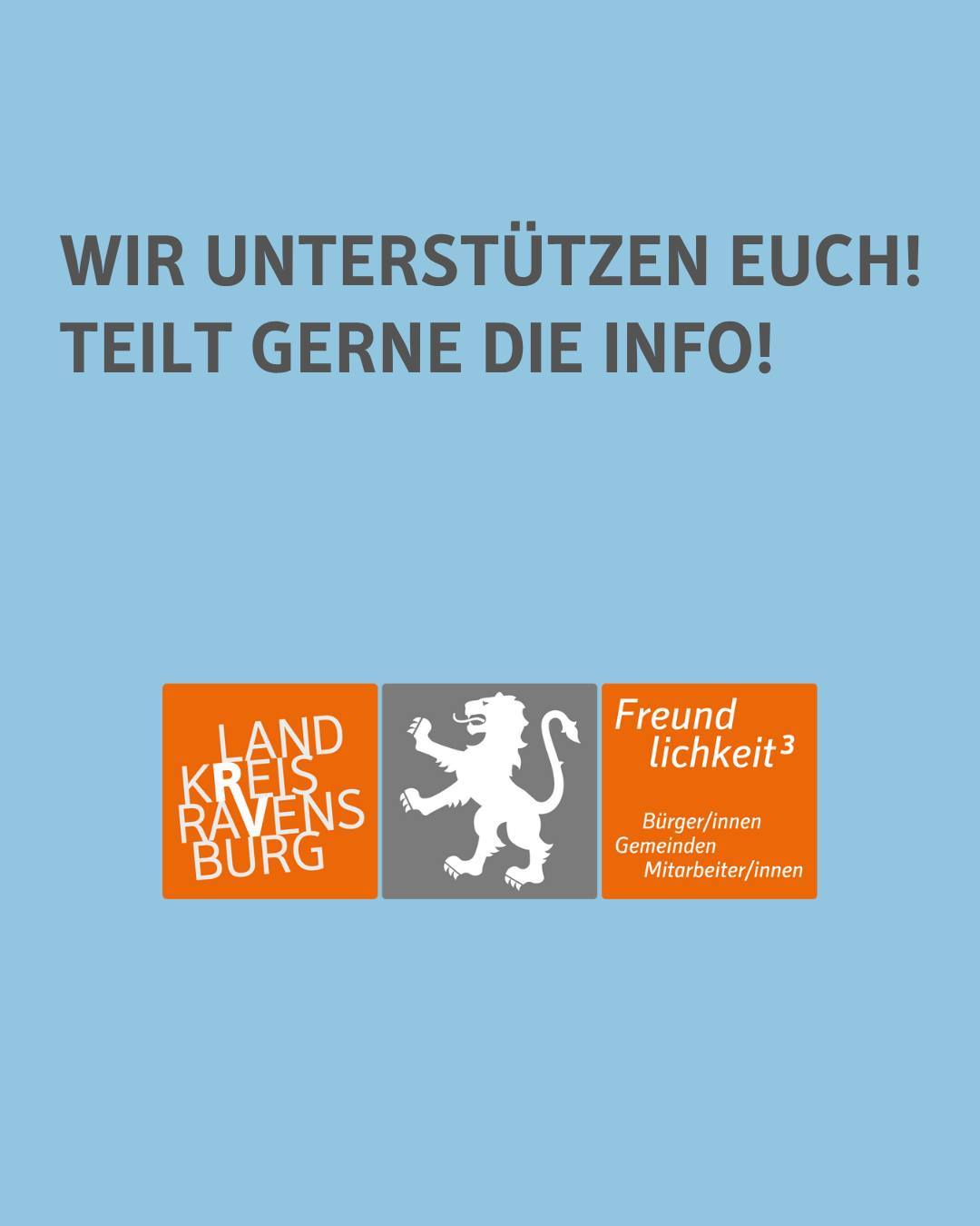 Bildtext:
Wir unterstützen euch! Teilt gerne die Info.