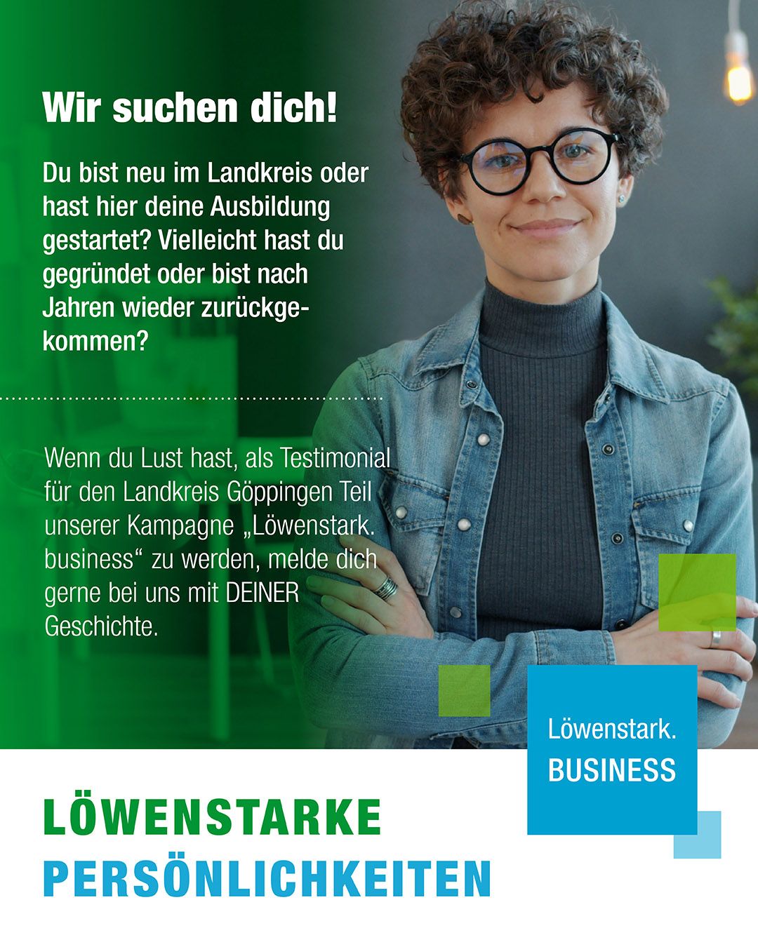 Dieser Alternativtext wurde KI-generiert: Ein farbiges Plakat mit Text und einer Person im unteren rechten Bereich. Der Text wirbt für eine Kampagne und richtet sich an Neuankömmlinge und Rückkehrer in der Region.