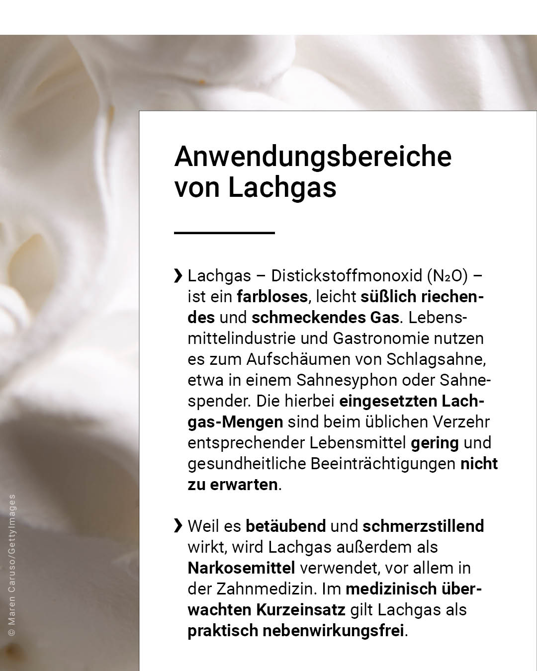 Hinweis - Der folgende Text wurde automatisch generiert: Beschreibung von Lachgas: Verwendung und Wirkung. Bild enthält Text und ein Foto von Schlagsahne.