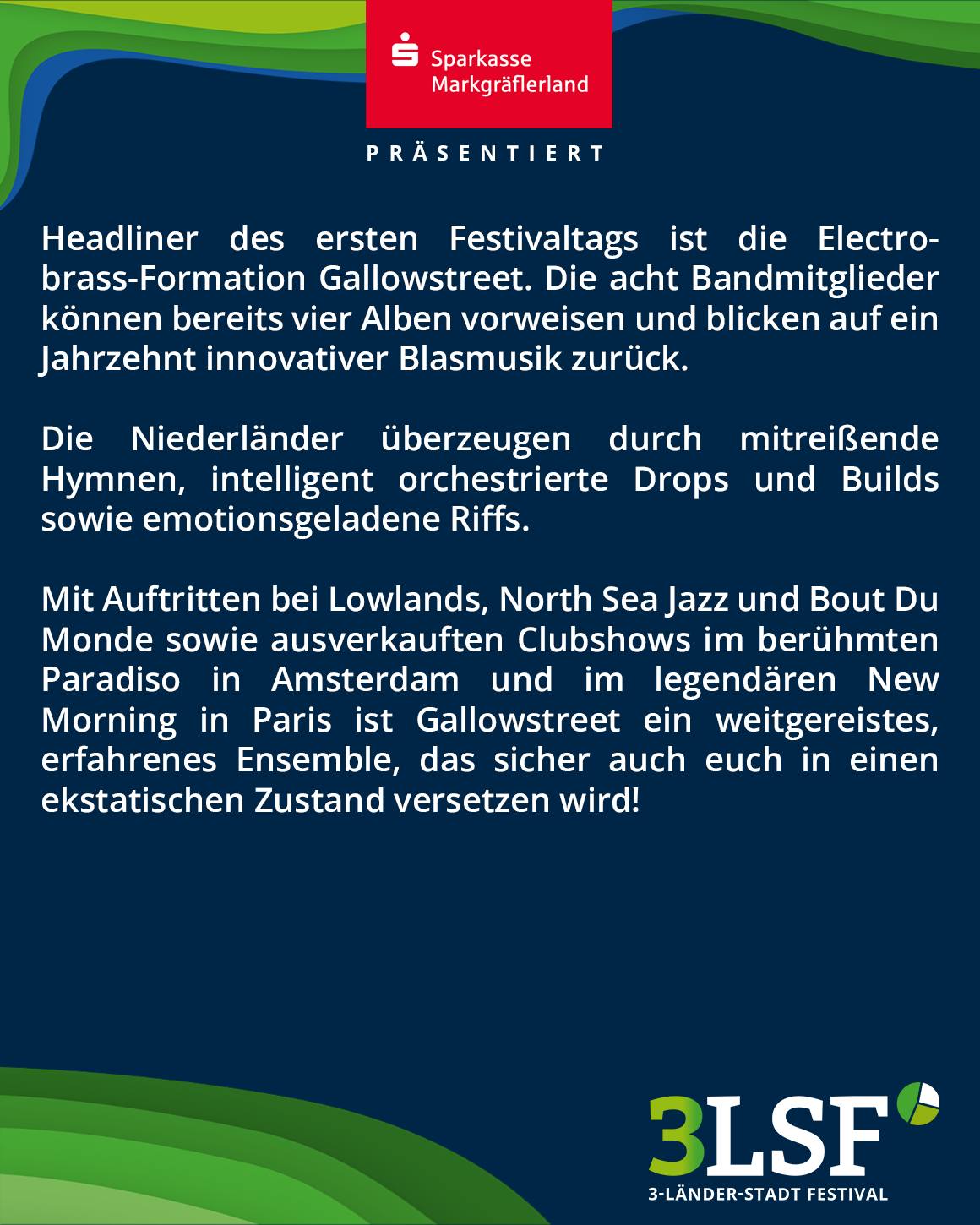 Dieser Alternativtext wurde KI-generiert: Werbeanzeige mit Text und Logos. Der Hintergrund ist farbig abgestuft und enthält Firmenlogos sowie Festivalinformationen.