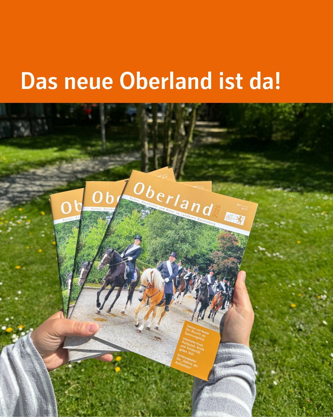 Zu sehen ist das neue Magazin "Oberland". Bildtext: Das neue Oberland ist da!