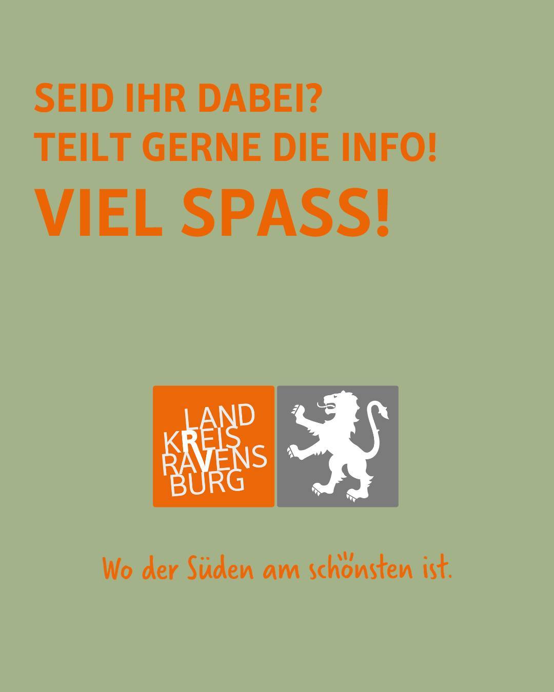 Zu sehen ist das Logo des Landkreises mit dem Claim "Wo der Süden am schönsten ist". Bildtext: Seid ihr dabei? Teilt gerne die Info! Viel Spaß!