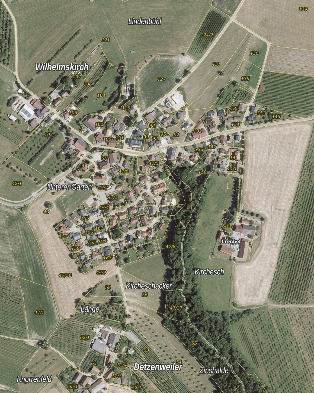 Zu sehen ist eine Karte mit Fronhof.