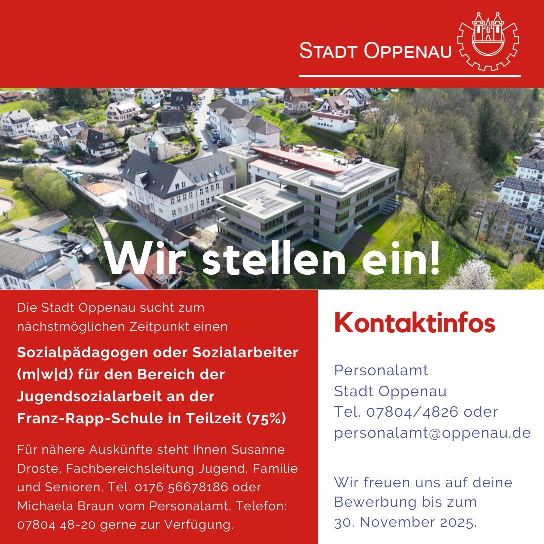 Dieser Alternativtext wurde KI-generiert: Ein schwarz-weißes Foto von einer Stadtlandschaft mit Gebäuden im Vordergrund und Bergen im Hintergrund. Darunter befindet sich ein Werbeplakat für eine Stelle im Bereich der Jugendsozialarbeit.