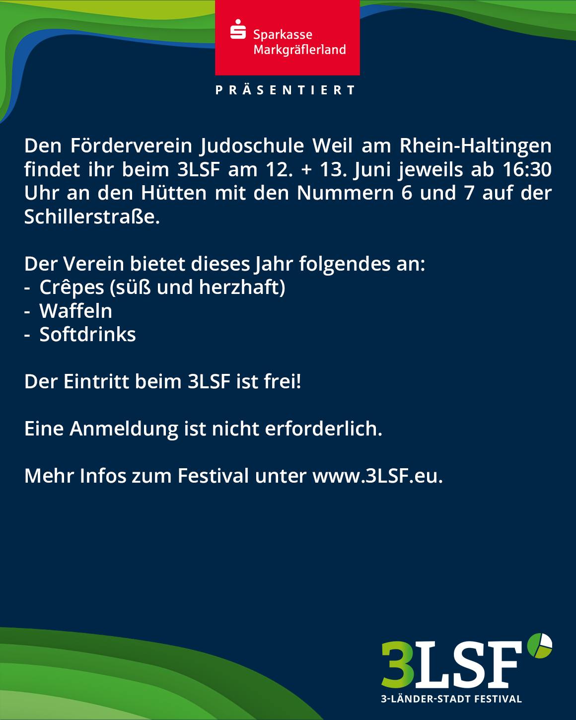 Dieser Alternativtext wurde KI-generiert: Ein farbiges Werbeplakat kündigt ein Festival mit Crepes, Softdrinks und anderen Angeboten an. Es enthält Informationen zu Datum, Uhrzeit und Ort der Veranstaltung.