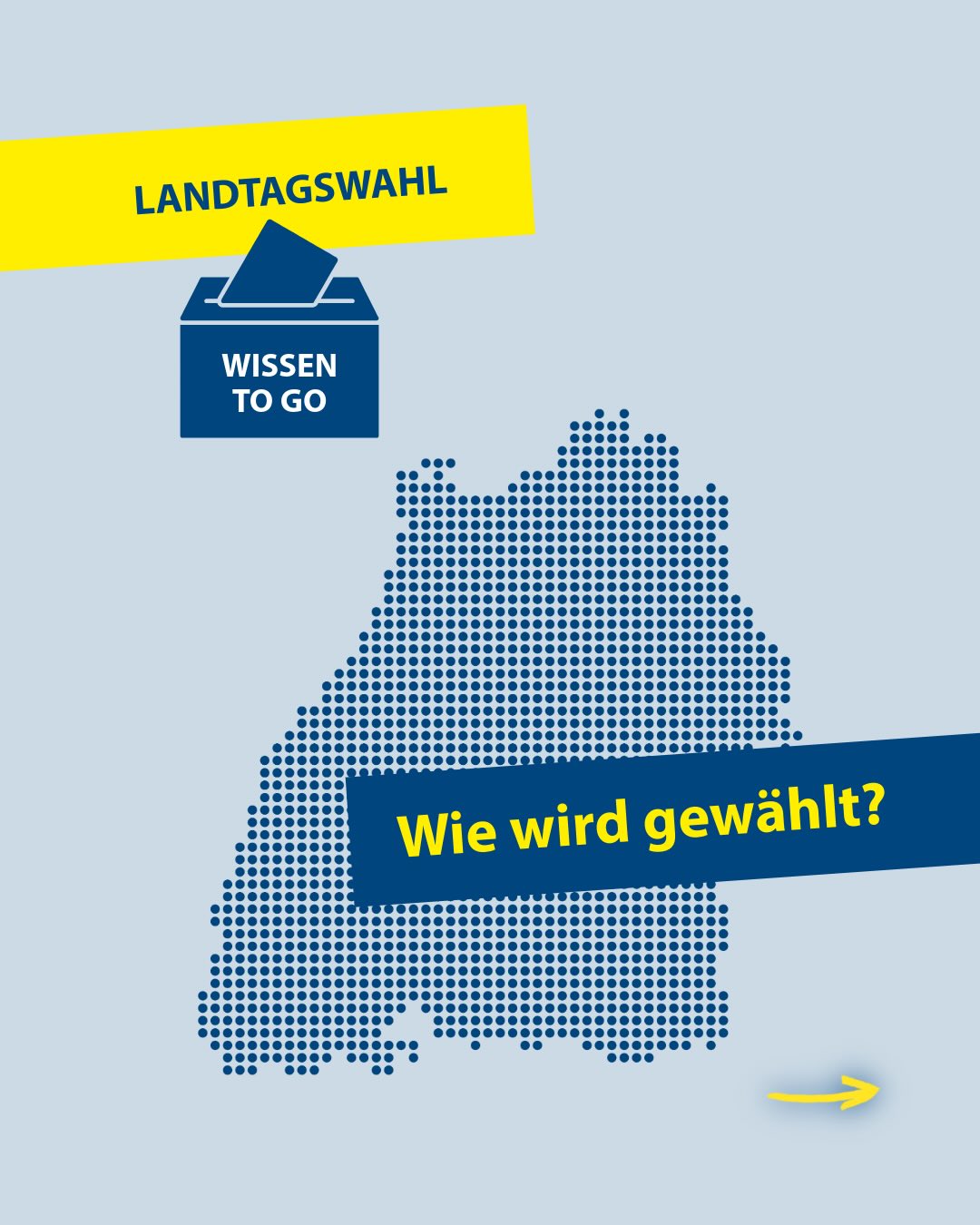 Dieser Alternativtext wurde KI-generiert: Illustration im Stil eines Wahlplakats. Eine stilisierte Landkarte ist mit Texten und Symbolen versehen, die sich auf Wahlen und Informationen beziehen.