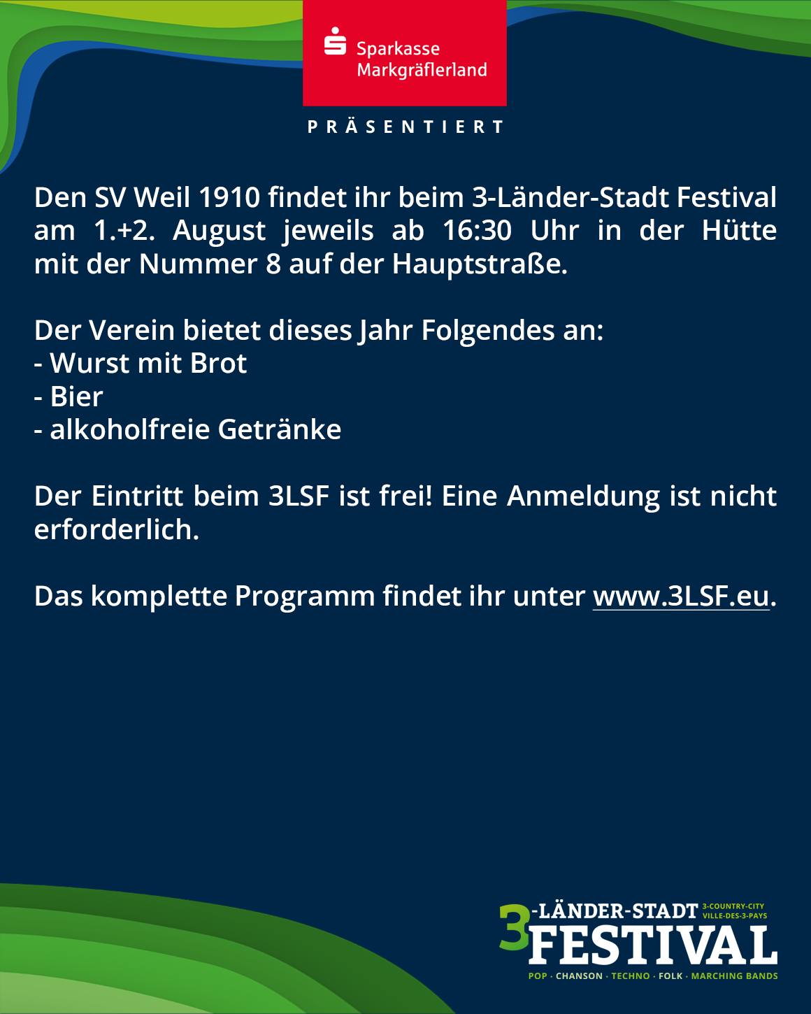 Ein Werbeplakat für ein Festival. Es beinhaltet Text und das Logo eines Sponsors in den oberen Hälfte und das Festival-Logo mit einem Slogan in der unteren Häfte.
