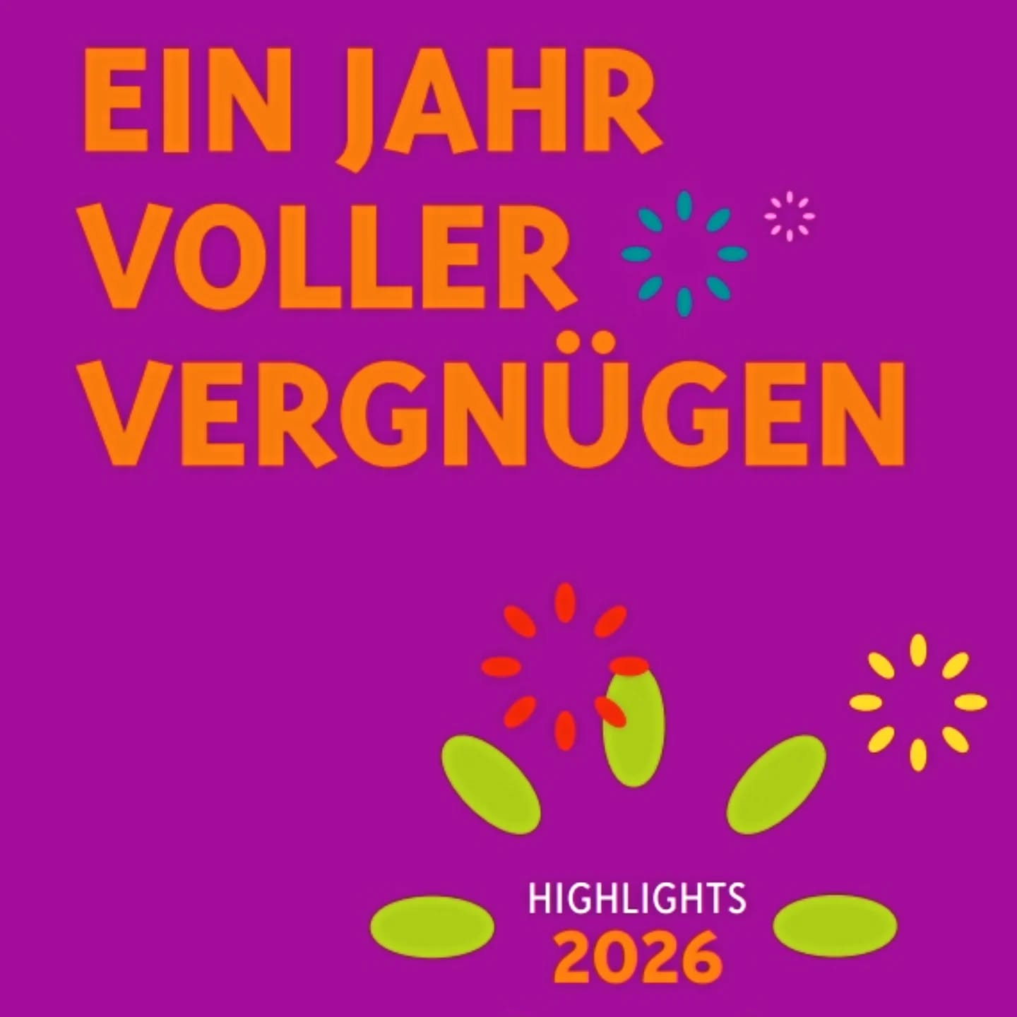 Dieser Alternativtext wurde KI-generiert: Ein farbenfrohes Bild mit Text und abstrakten, leuchtenden Elementen. Es enthält die Jahreszahl 2026 und den Hinweis "Highlights".