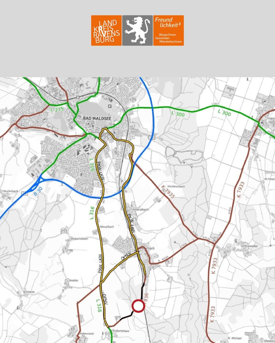 Zu sehen ist die Umleitungsstrecke.