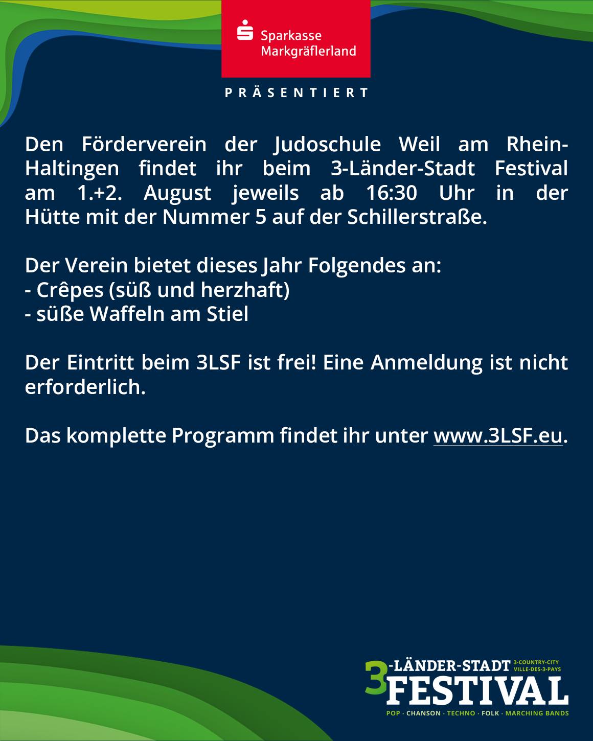Eine Veranstaltungsankündigung für ein Festival mit Informationen zu Eintritt, Ort und Datum. Ein Logo ist ebenfalls zu sehen.