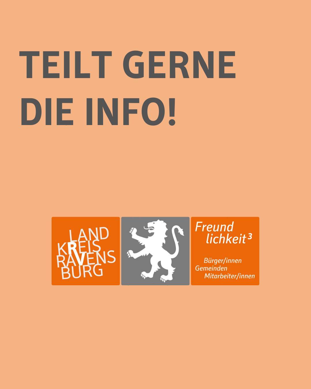 Man Sieht das Landratsamtlogo und den Bildtext: Teilt gerne die Info!
