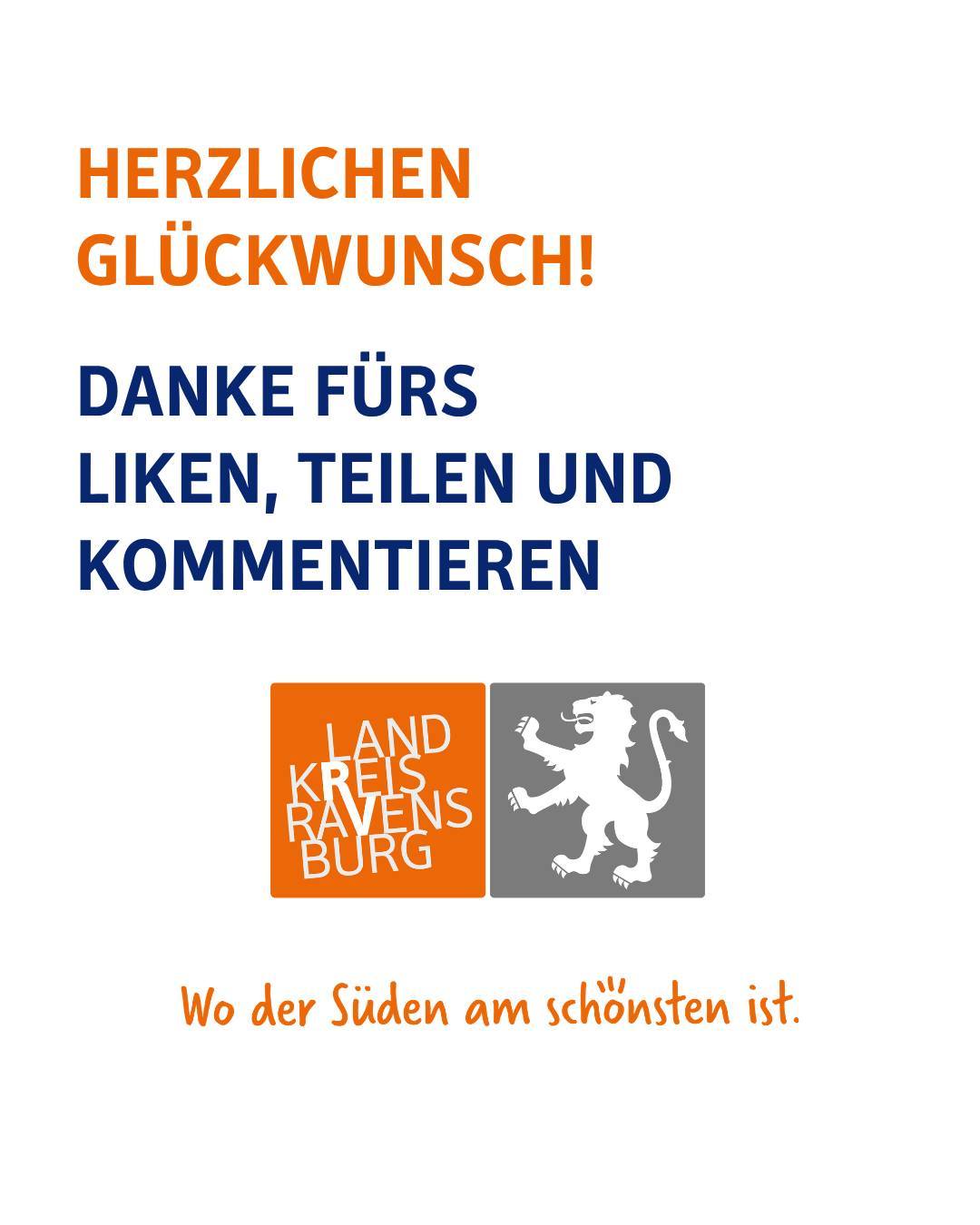 Zu sehen ist das Logo des Landkreises. Bildtext: Herzlichen Glückwunsch! Danke fürs liken, teilen und kommentieren.