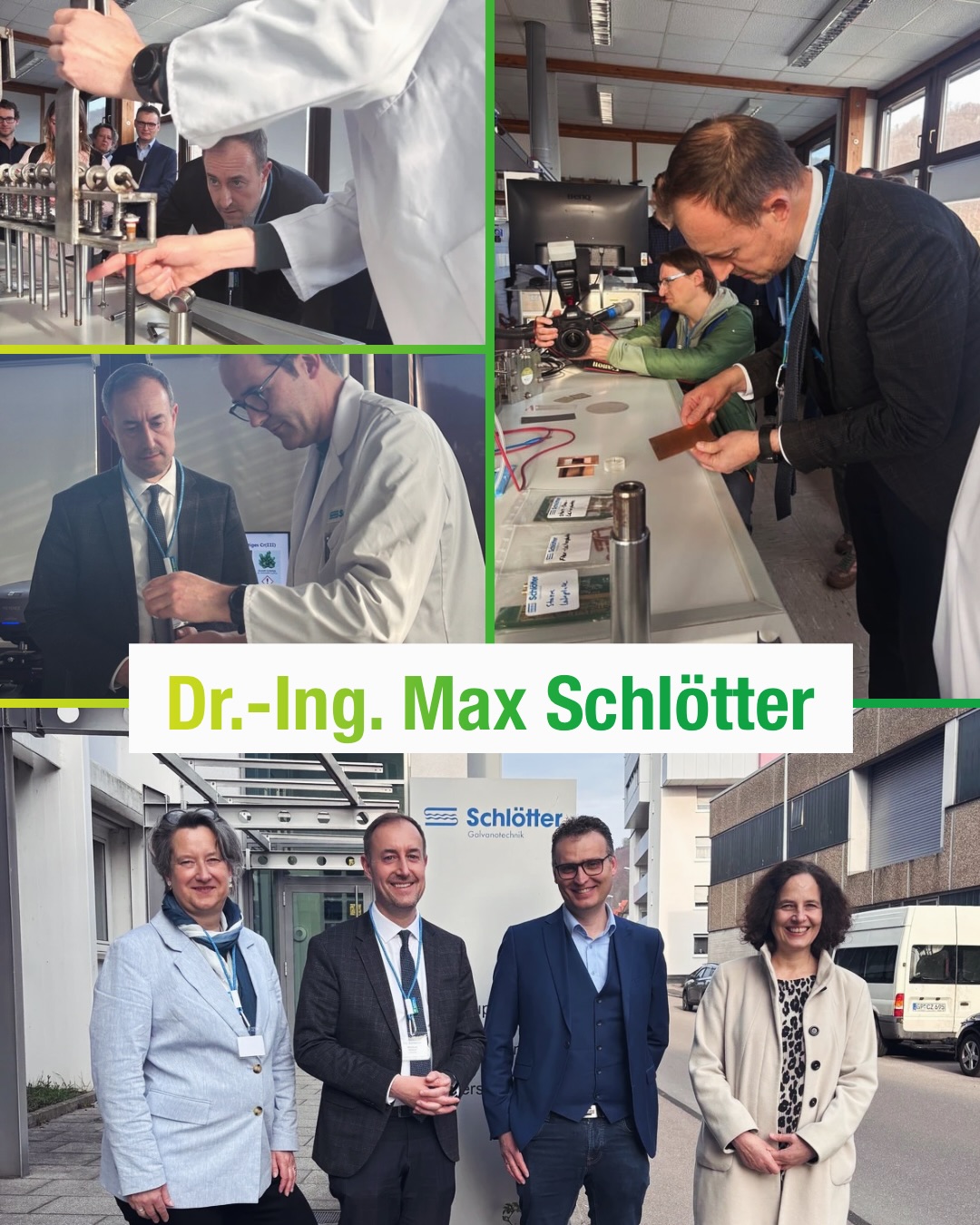 Dieser Alternativtext wurde KI-generiert: Eine Collage aus mehreren Farbfotos zeigt Personen in verschiedenen Umgebungen, sowohl im Innen- als auch im Außenbereich. Einige Bilder zeigen Menschen bei der Arbeit, andere im Gespräch oder vor einem Gebäude.