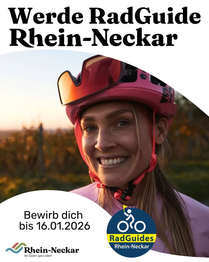 Dieser Alternativtext wurde KI-generiert: Ein farbiges Werbeplakat zeigt eine Person mit einem Helm und lächelndem Gesicht. Das Plakat bewirbt eine Bewerbung bis zum 16.01.2026.