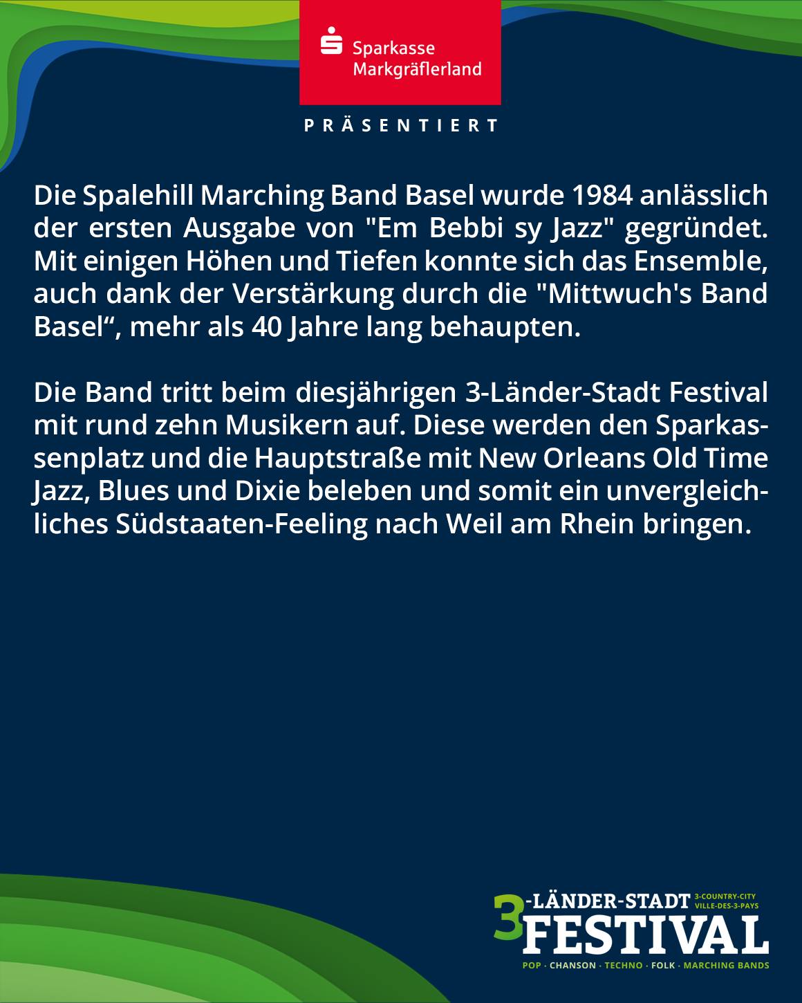 Das Bild zeigt einen Text mit Informationen zu einem Musikfestival und einer Band. Logos sind ebenfalls sichtbar.