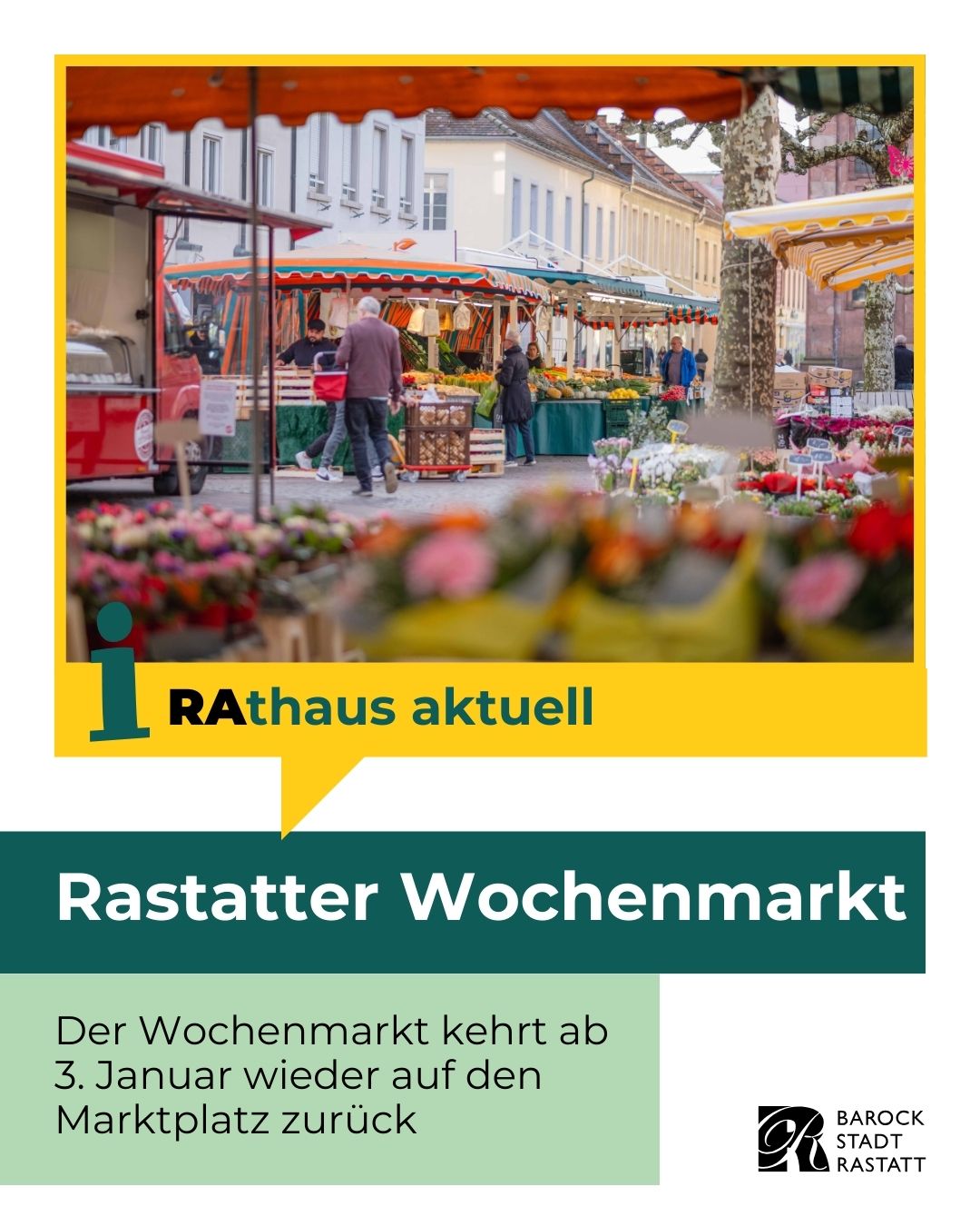 Dieser Alternativtext wurde KI-generiert: Ein farbenfrohes Bild zeigt einen Marktstand mit verschiedenen Waren im Freien. Im Hintergrund ist eine Straße mit Gebäuden und einigen Personen zu sehen.