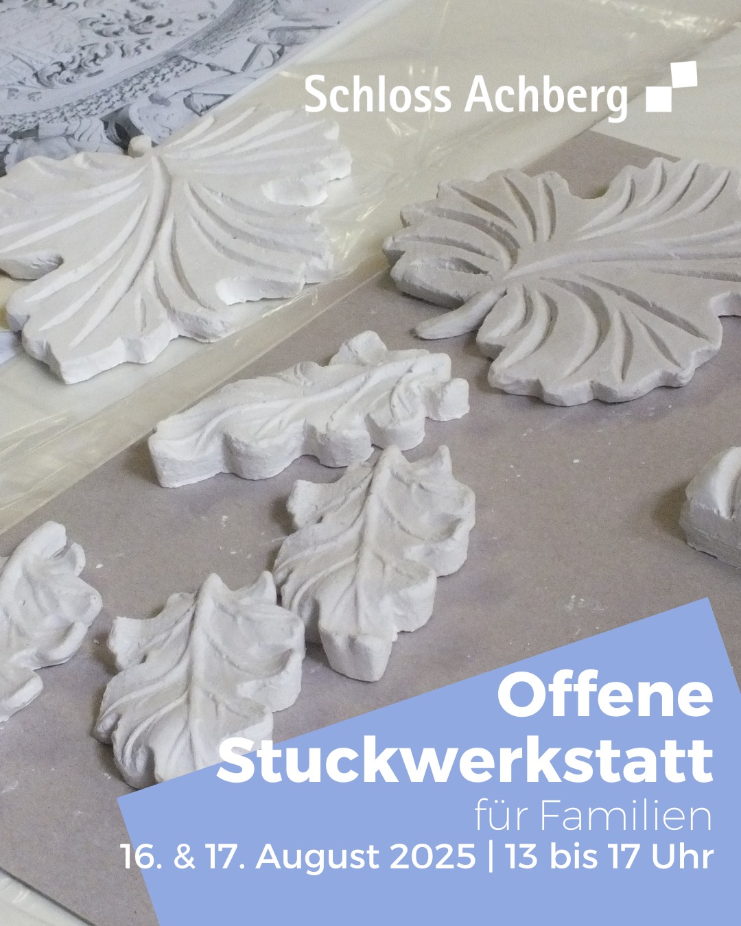 Das Bild zeigt eine Nahaufnahme von weißen Blattformen auf einer Oberfläche. Ein Bereich mit Ankündigungstext ist ebenfalls sichtbar.