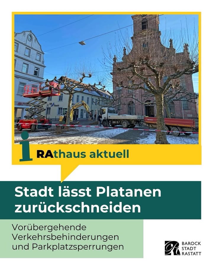 Dieser Alternativtext wurde KI-generiert: Ein Foto zeigt eine Straße mit mehreren Fahrzeugen und Bäumen im Winter. Im Vordergrund befindet sich ein Werbebanner mit Text und Logo.